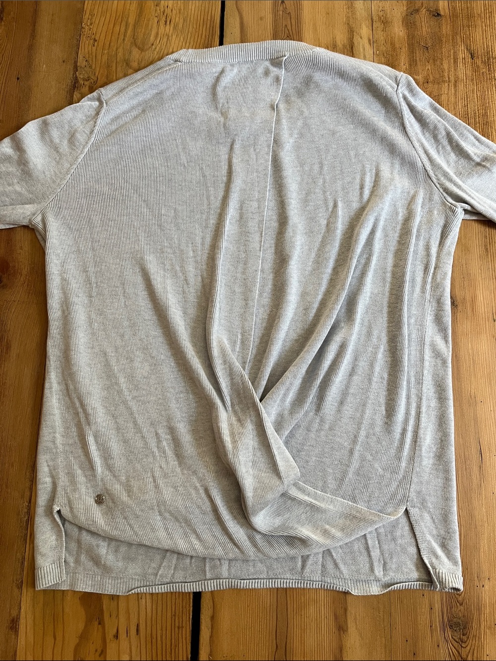 LULULEMON Blue Heathered Crossover Back Sweater Wrap Lightweight Thumbholes